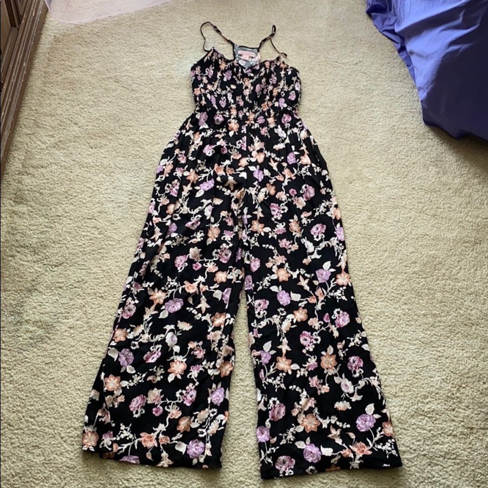 Band Of Gypsies Black Floral Jumpsuit